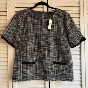 Ann Taylor Black and White Textured Blouse
